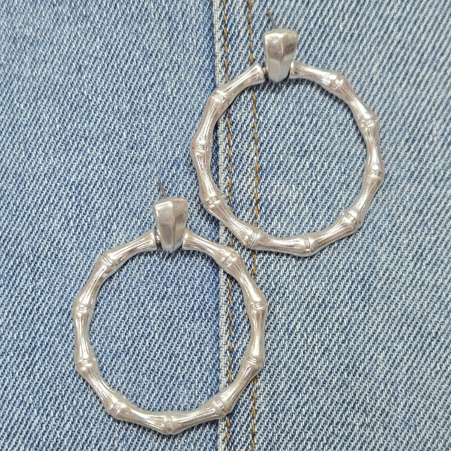 E1144 FE7065 Bamboo design Circle Drop Dangle Earrings