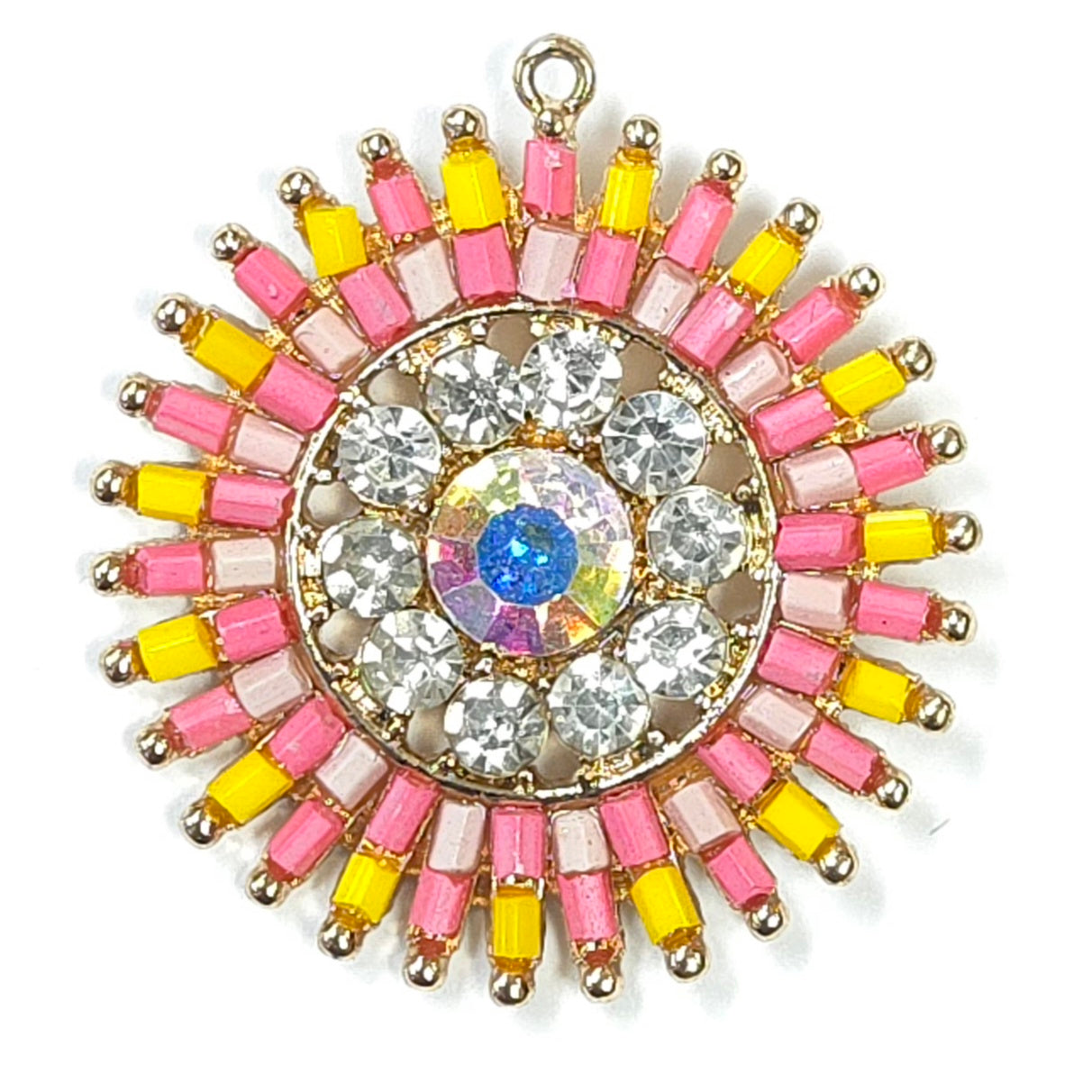 C0095 | Sparkling Sun Medallion Charm | GC1128