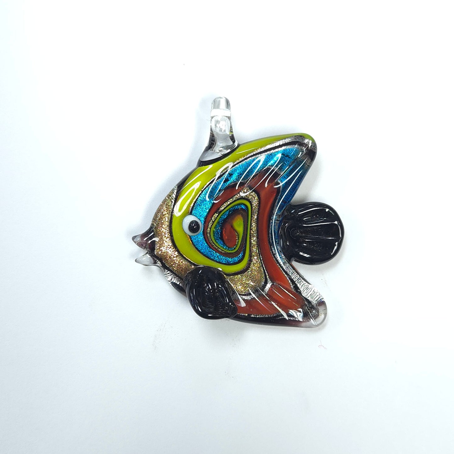 C0070 | Rainbow Swirl Fish Glass Charm | GC1133