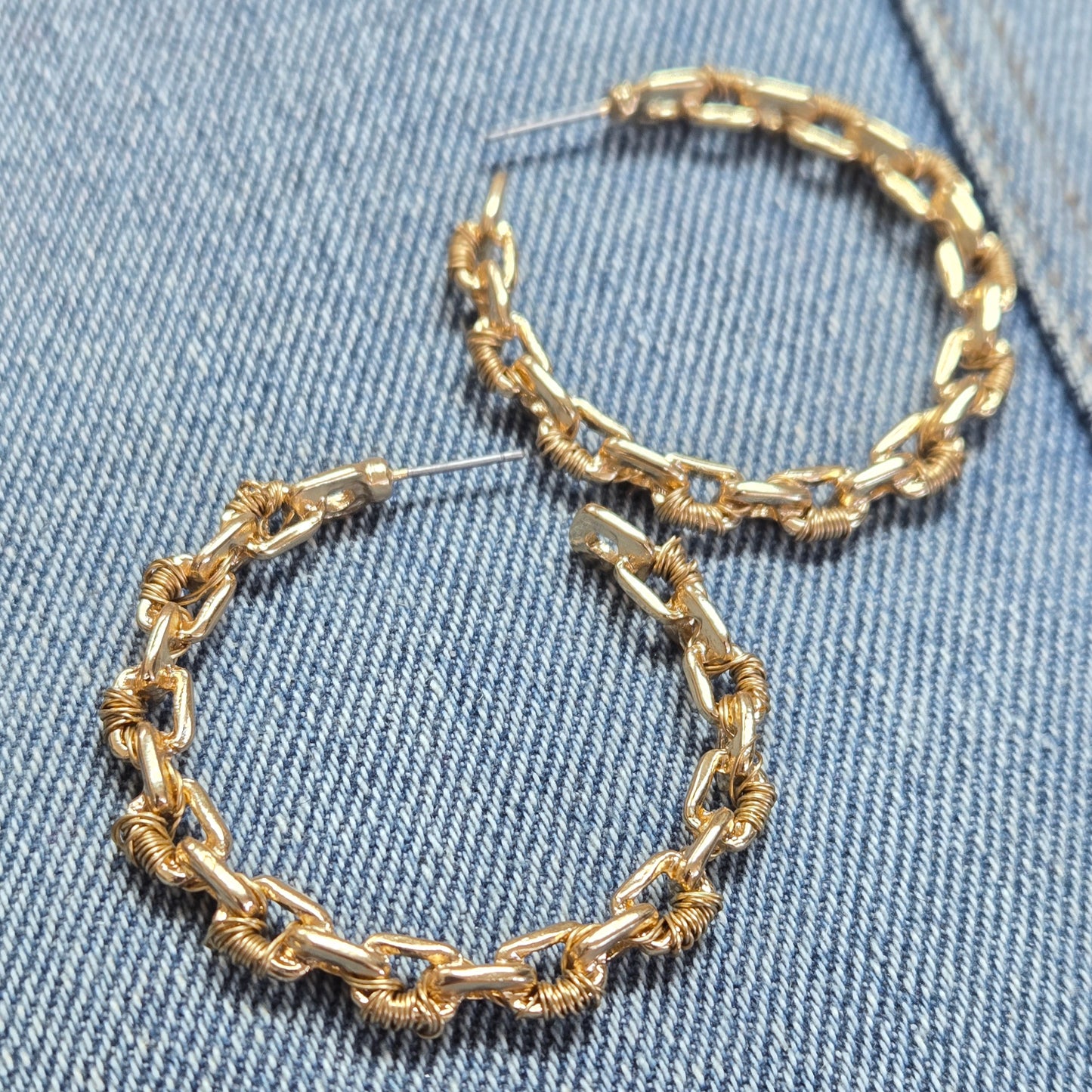 E1391 GSE2973 Circle Shape Drop Post Hoop Earrings