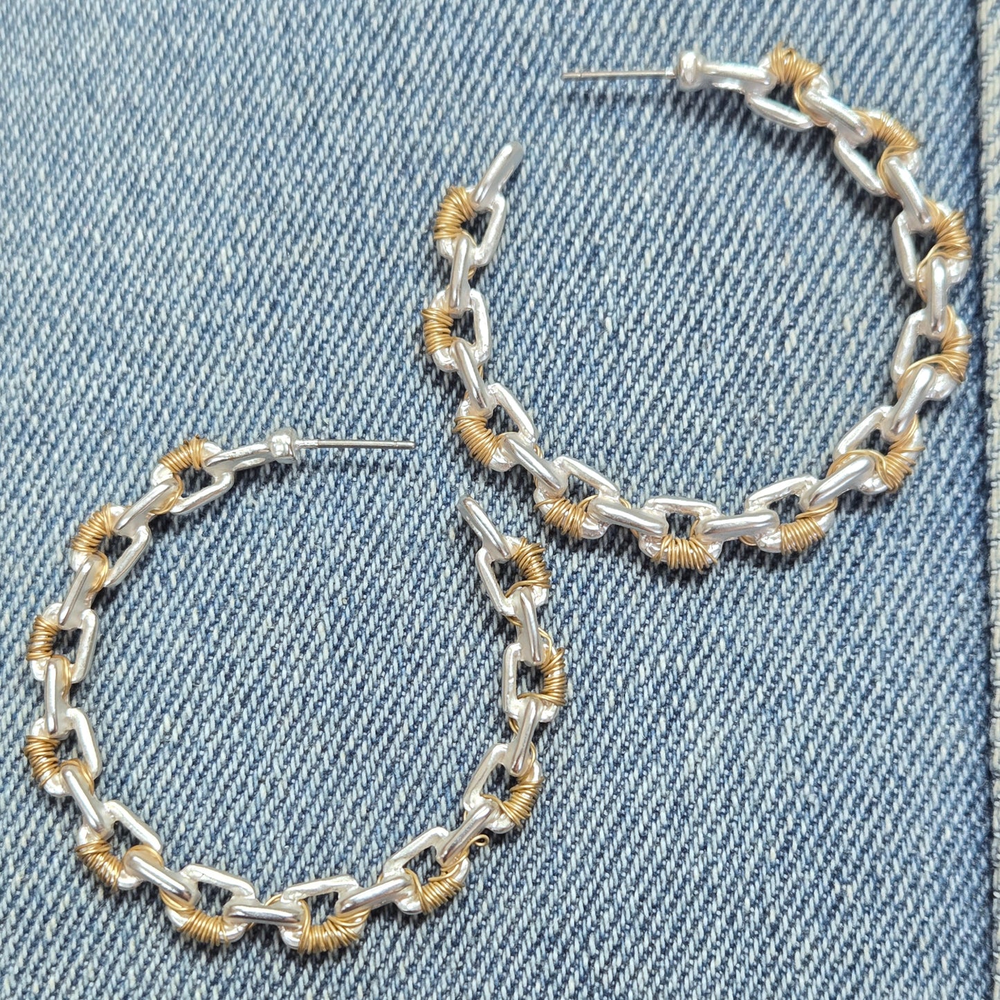 E1391 GSE2973 Circle Shape Drop Post Hoop Earrings