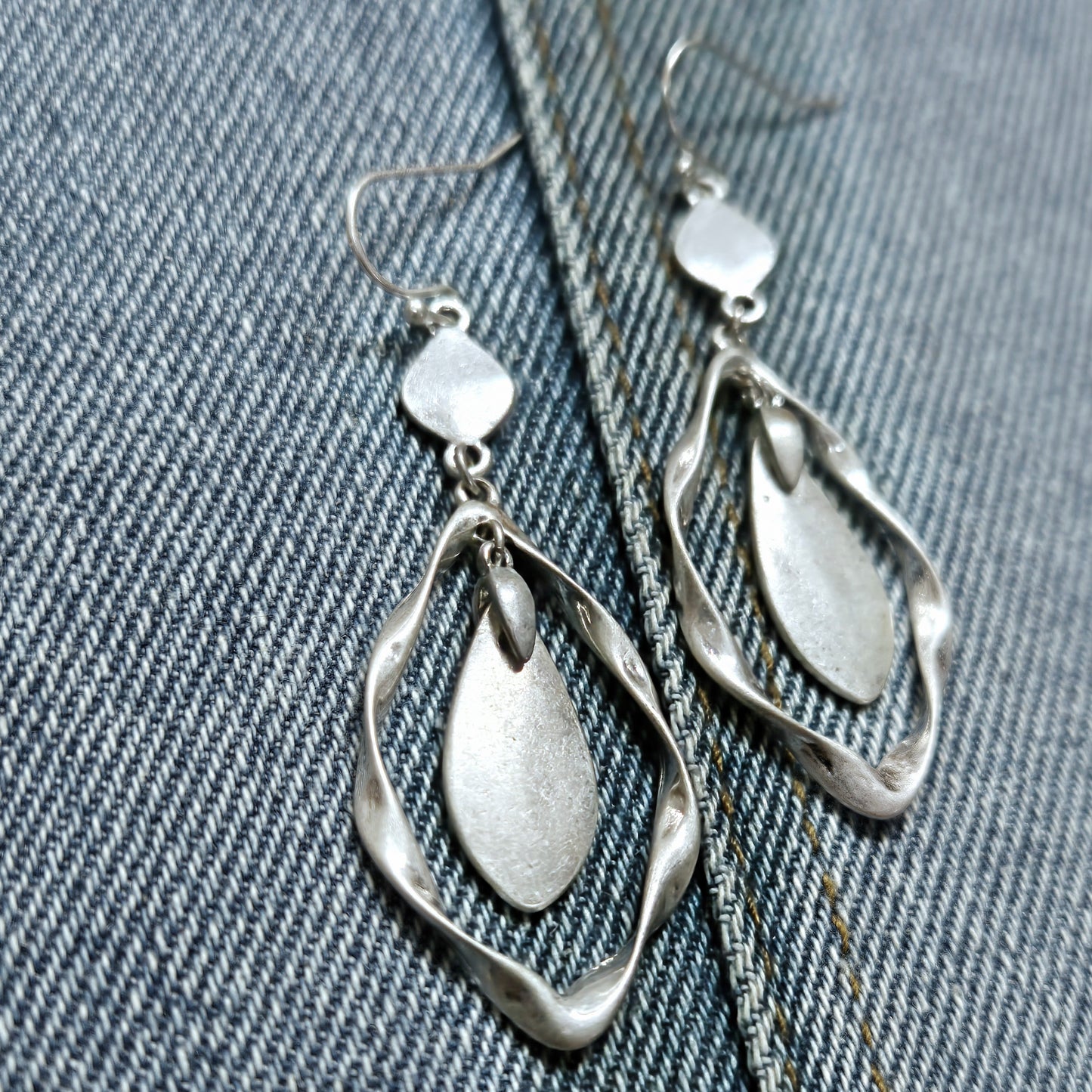 E1121 HE1793 Oval shapes Linked Drop Dangle Hook Earrings