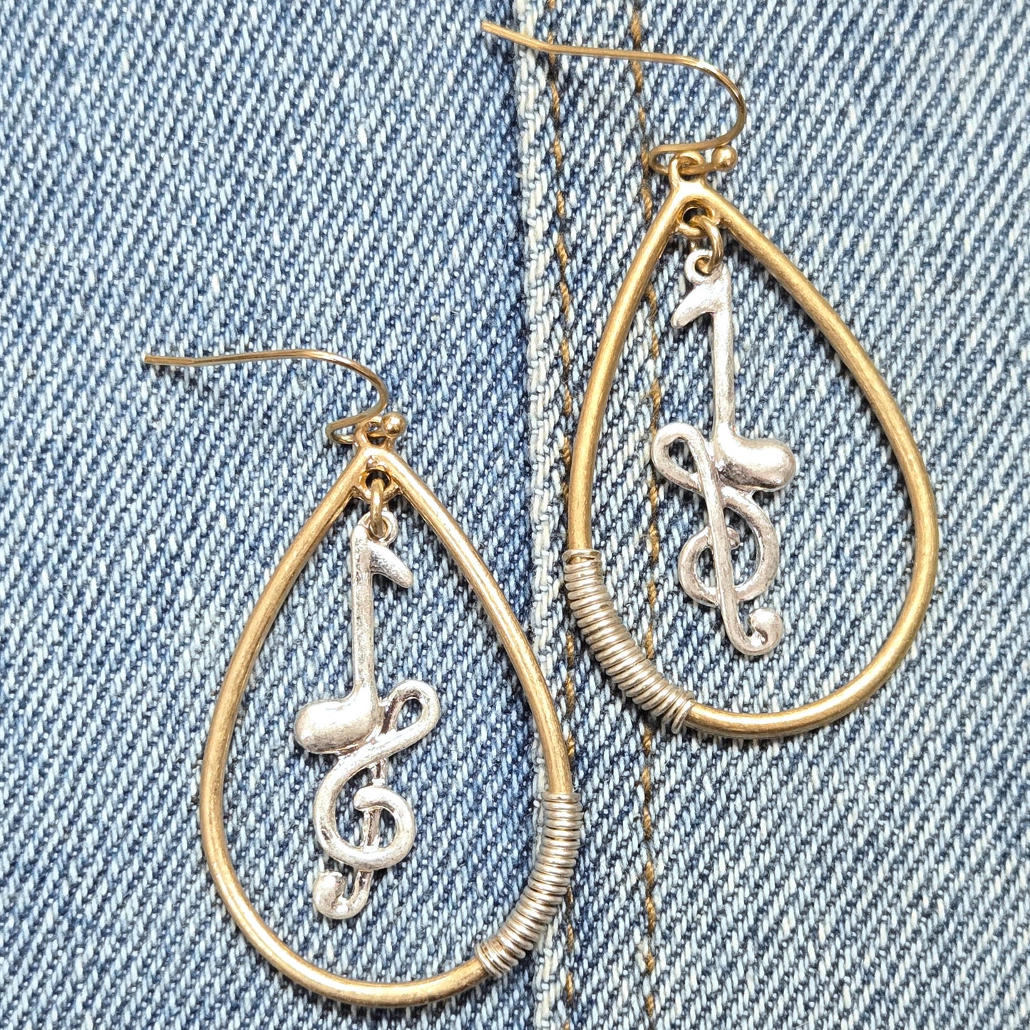 E1097 HE2629 Music Note Teardrop Drop Dangle Earrings
