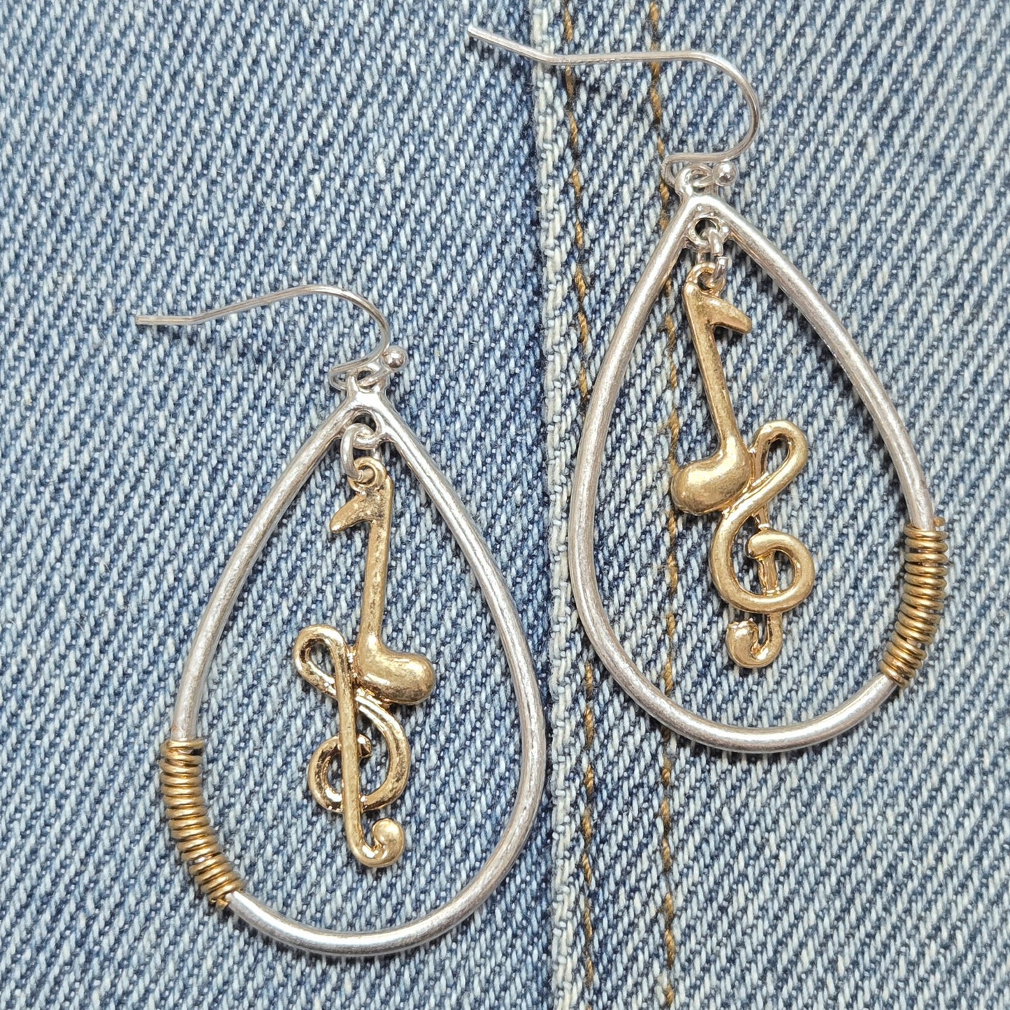 E1097 HE2629 Music Note Teardrop Drop Dangle Earrings