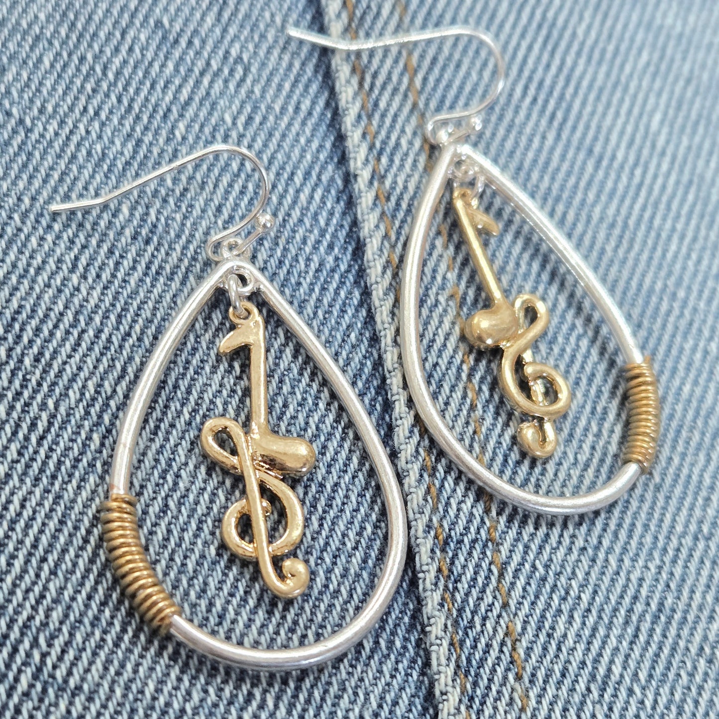E1097 HE2629 Music Note Teardrop Drop Dangle Earrings