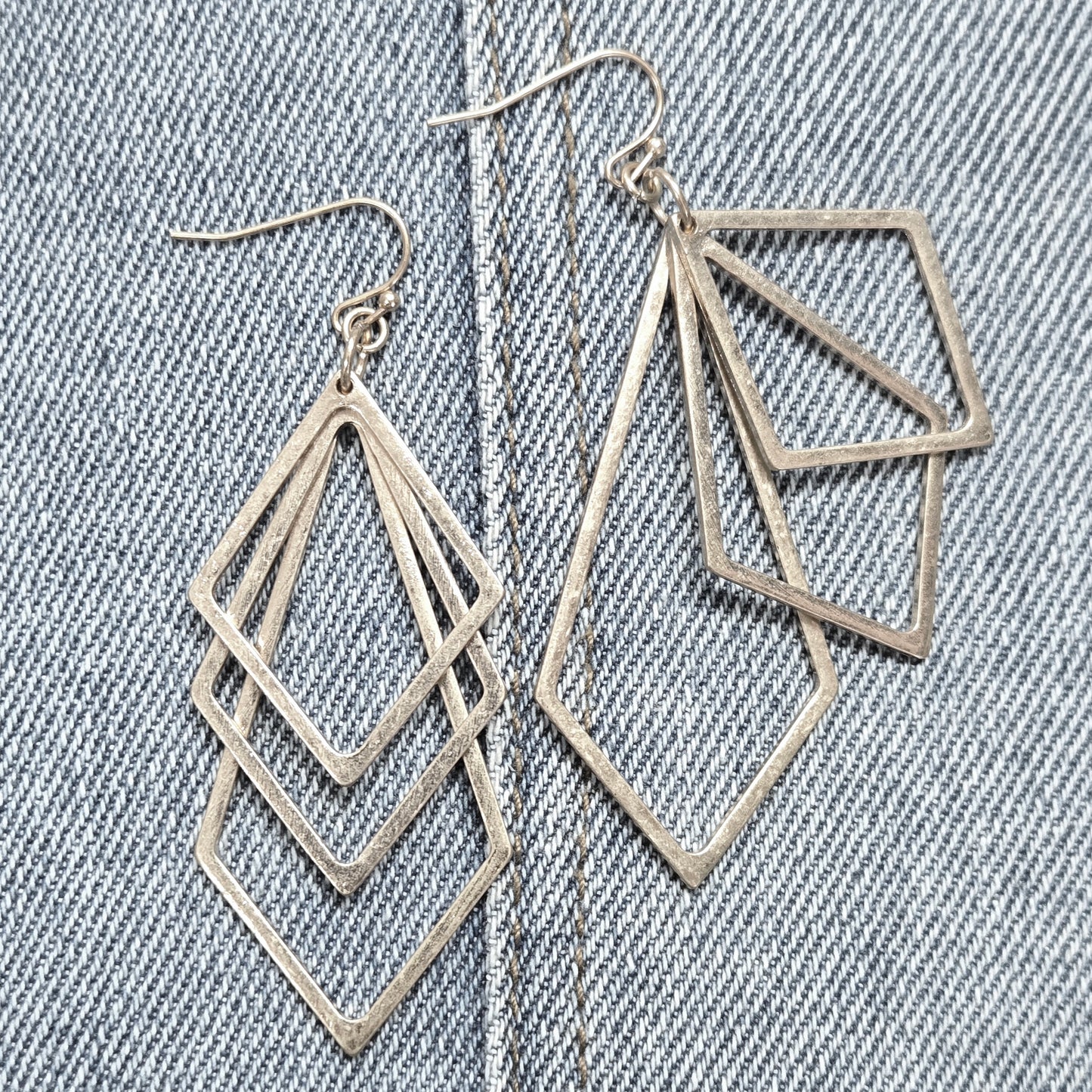 E1142 HE2685 Triple Rhombus Drop Dangle Earrings