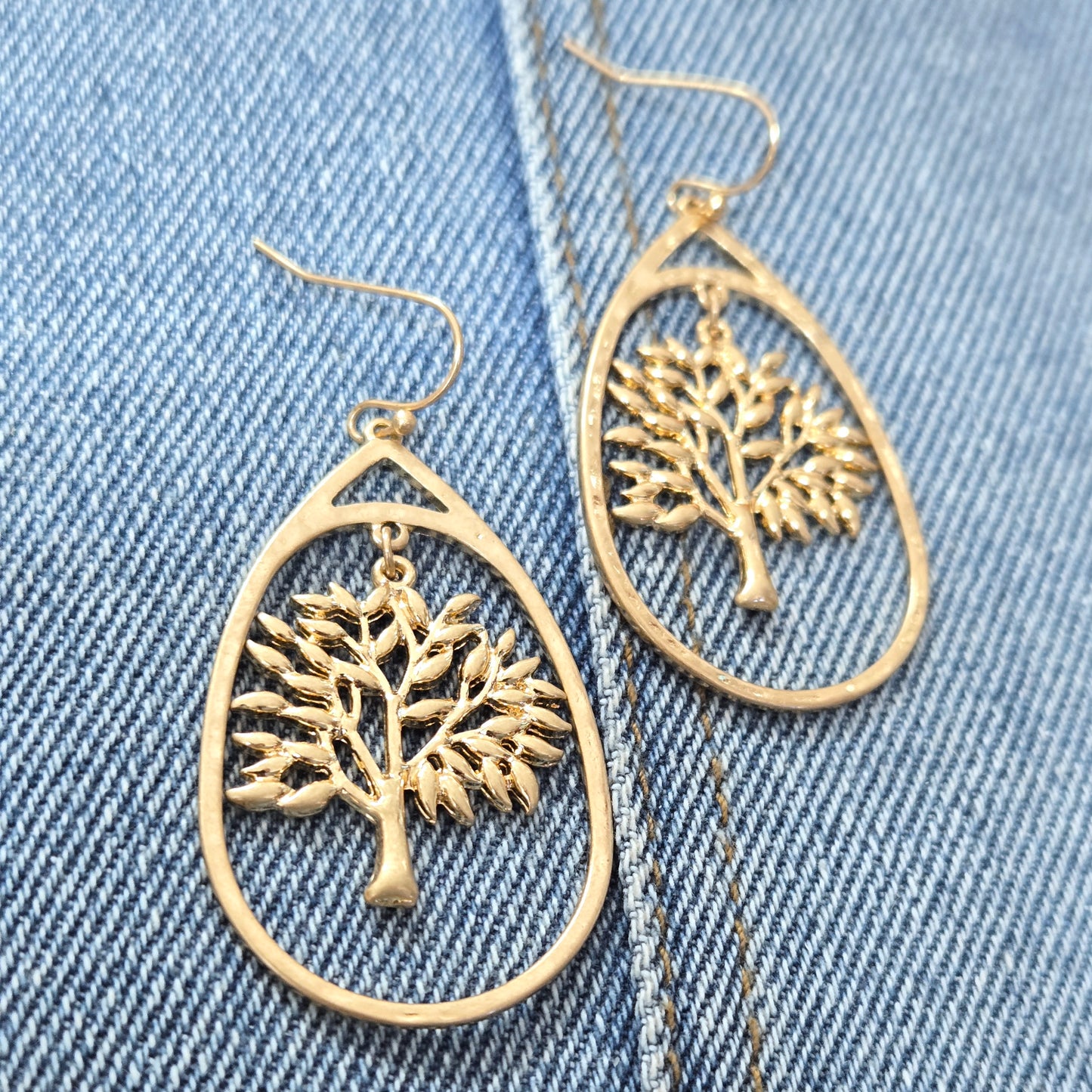 E1118 HE2736 Tree of Life Oval Drop Dangle Earrings