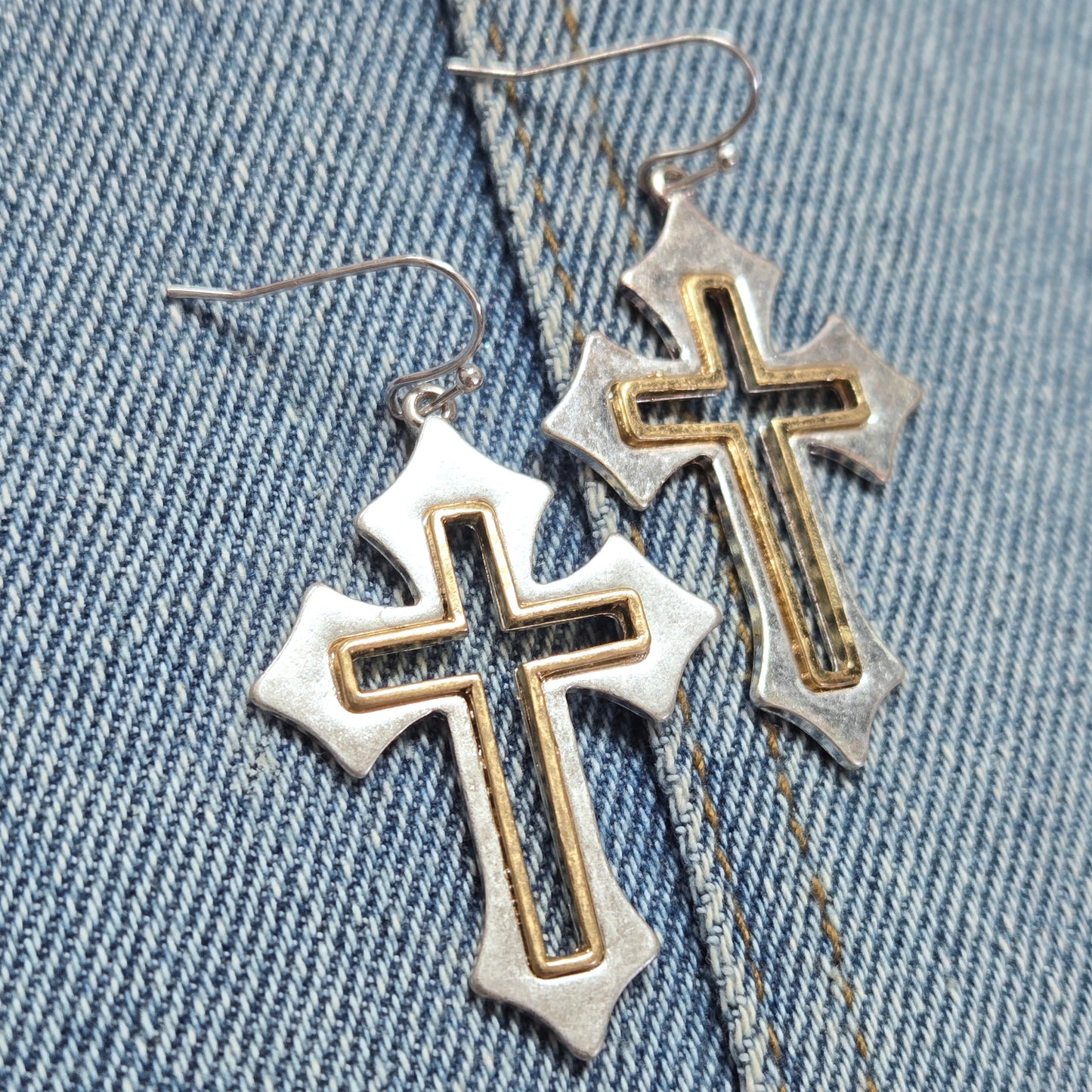 E1228 HE2786 Cross Drop Dangle earrings