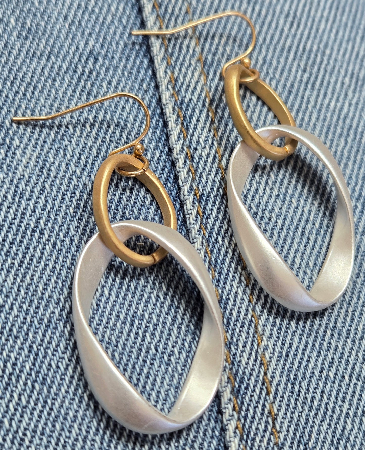 E1031 HE2967 Double O Shape Link Design Drop Dangle Hook Earrings
