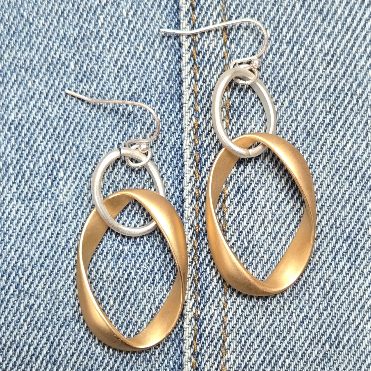 E1031 HE2967 Double O Shape Link Design Drop Dangle Hook Earrings