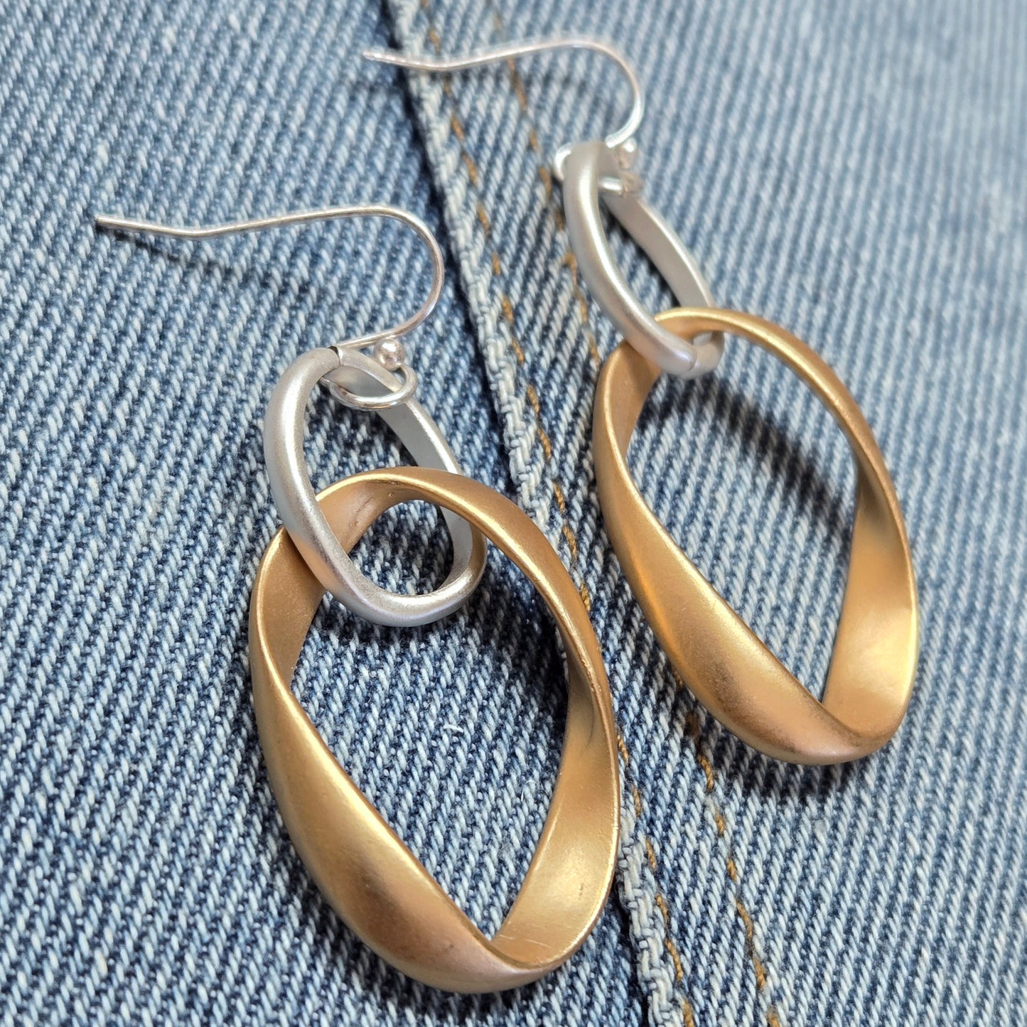 E1031 HE2967 Double O Shape Link Design Drop Dangle Hook Earrings