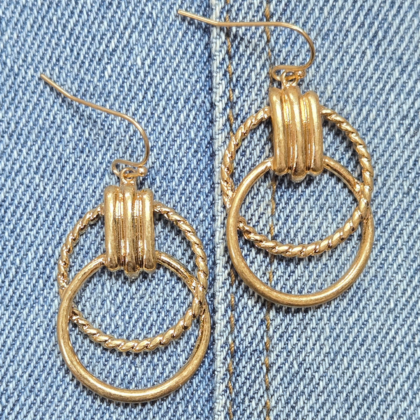 E1094 HE3026 Circle Ring Linked Design Drop Dangle Hook Earrings