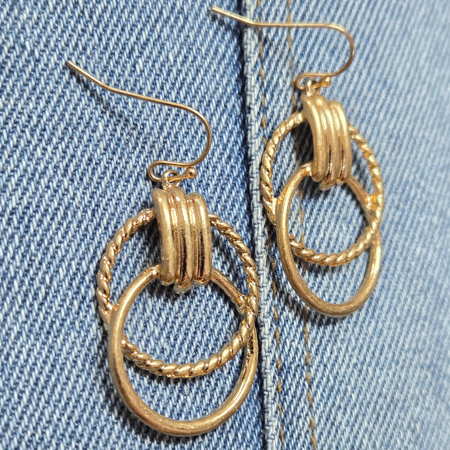 E1094 HE3026 Circle Ring Linked Design Drop Dangle Hook Earrings