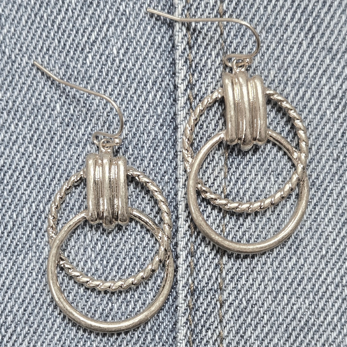E1094 HE3026 Circle Ring Linked Design Drop Dangle Hook Earrings
