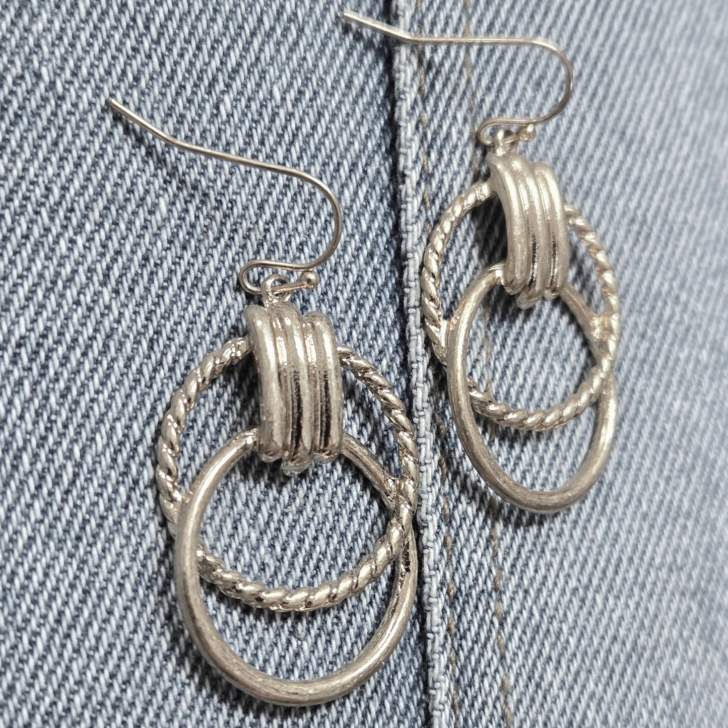 E1094 HE3026 Circle Ring Linked Design Drop Dangle Hook Earrings