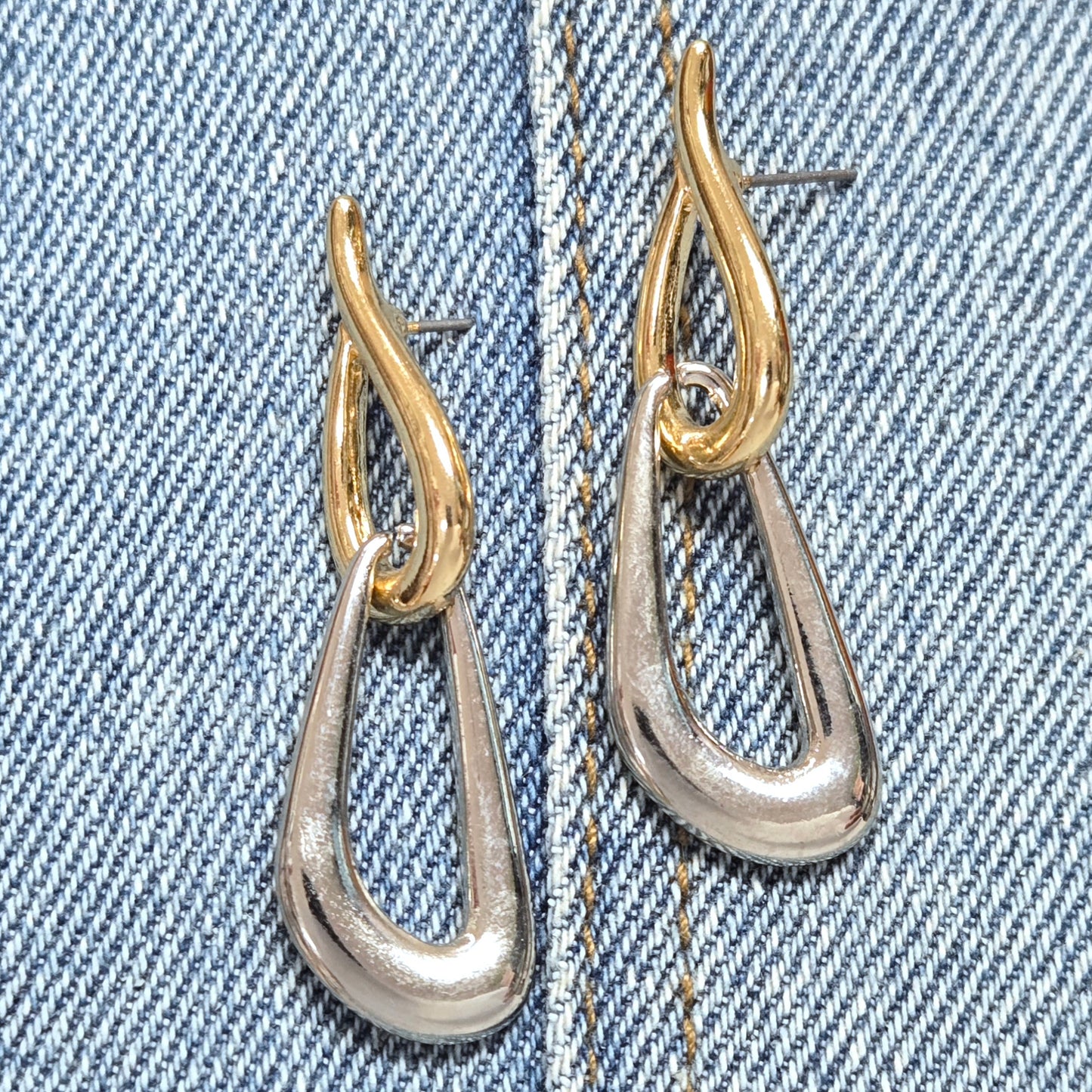 E1099 HE3399 Teardrop Shapes Linked Drop Dangle Earrings