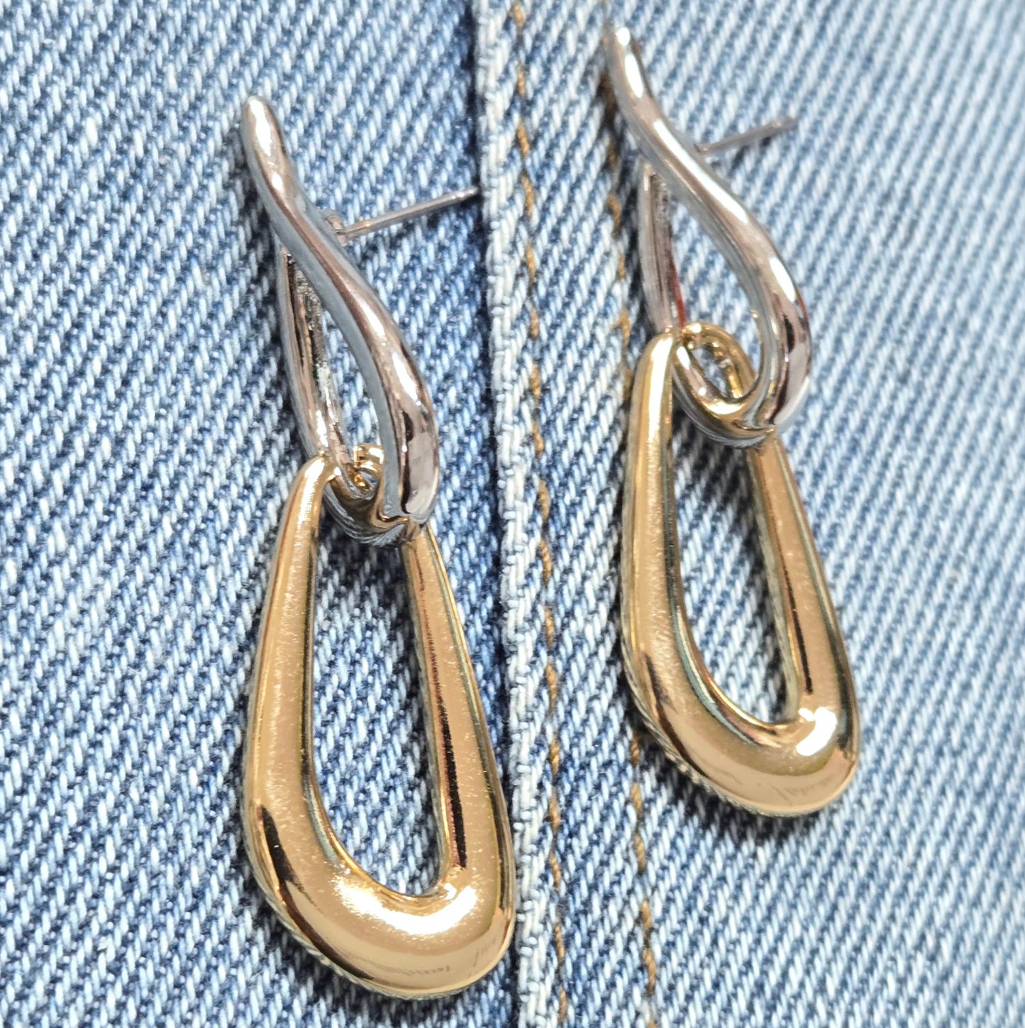 E1099 HE3399 Teardrop Shapes Linked Drop Dangle Earrings