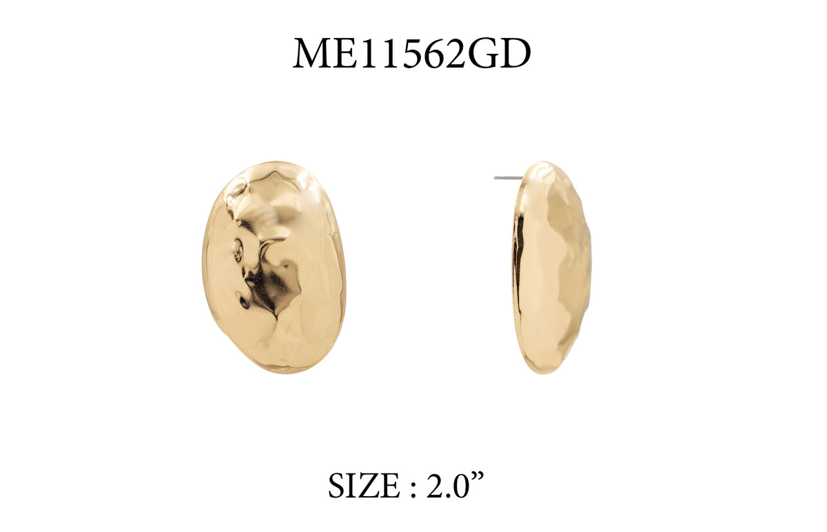 Gold hoop earrings on a white background with product code and size information.