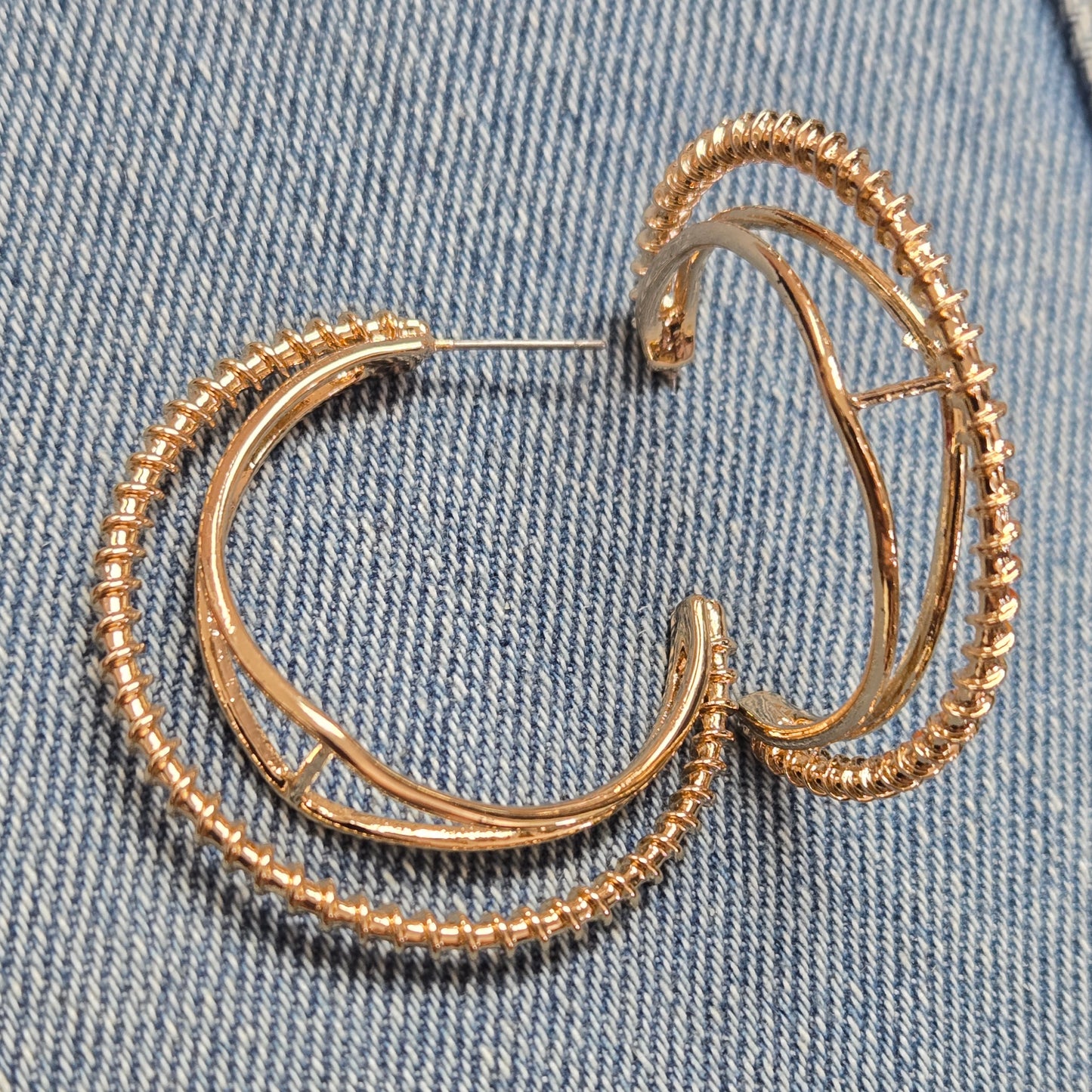 E1373 IE4325 Circle Drop Post Hoop Earrings