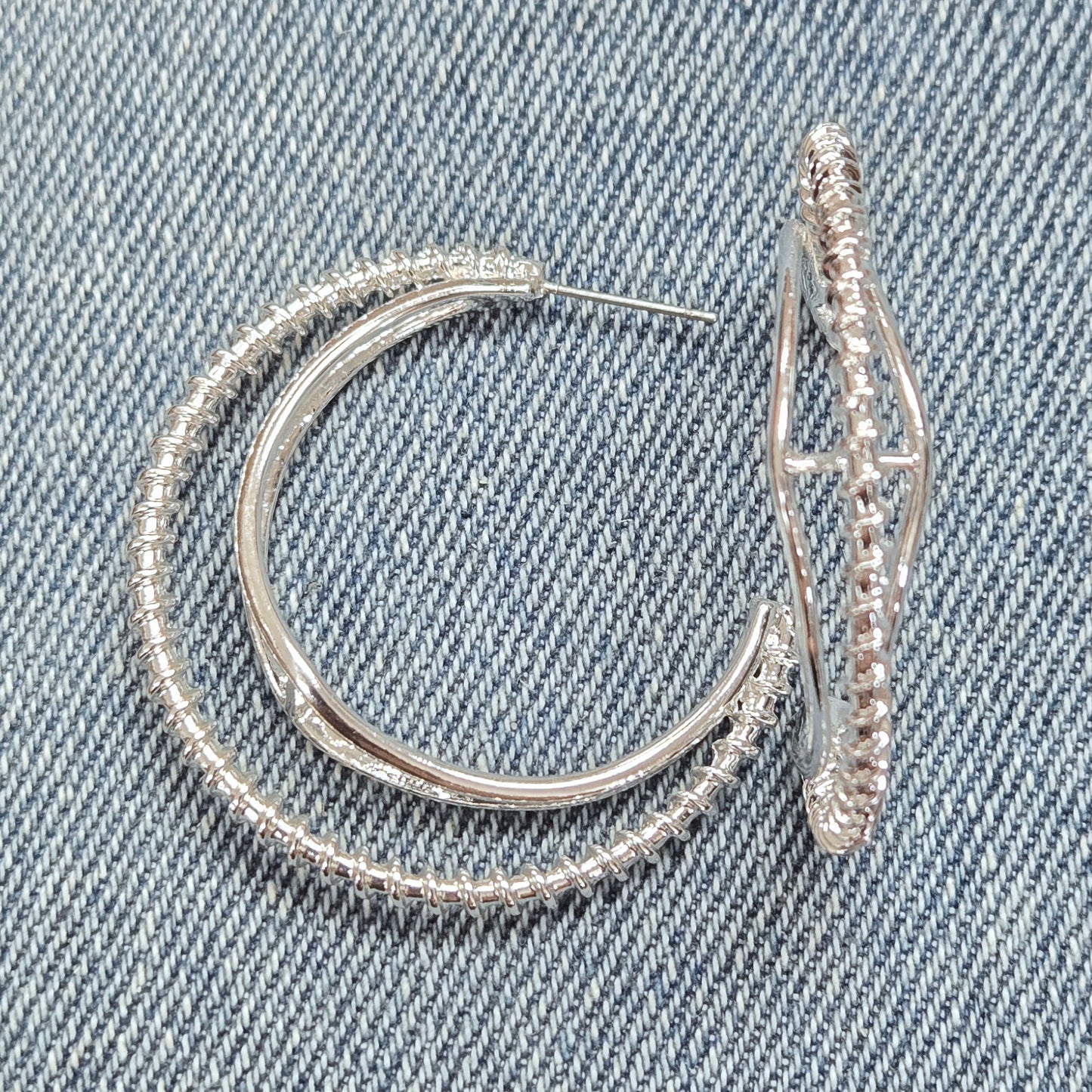 E1373 IE4325 Circle Drop Post Hoop Earrings