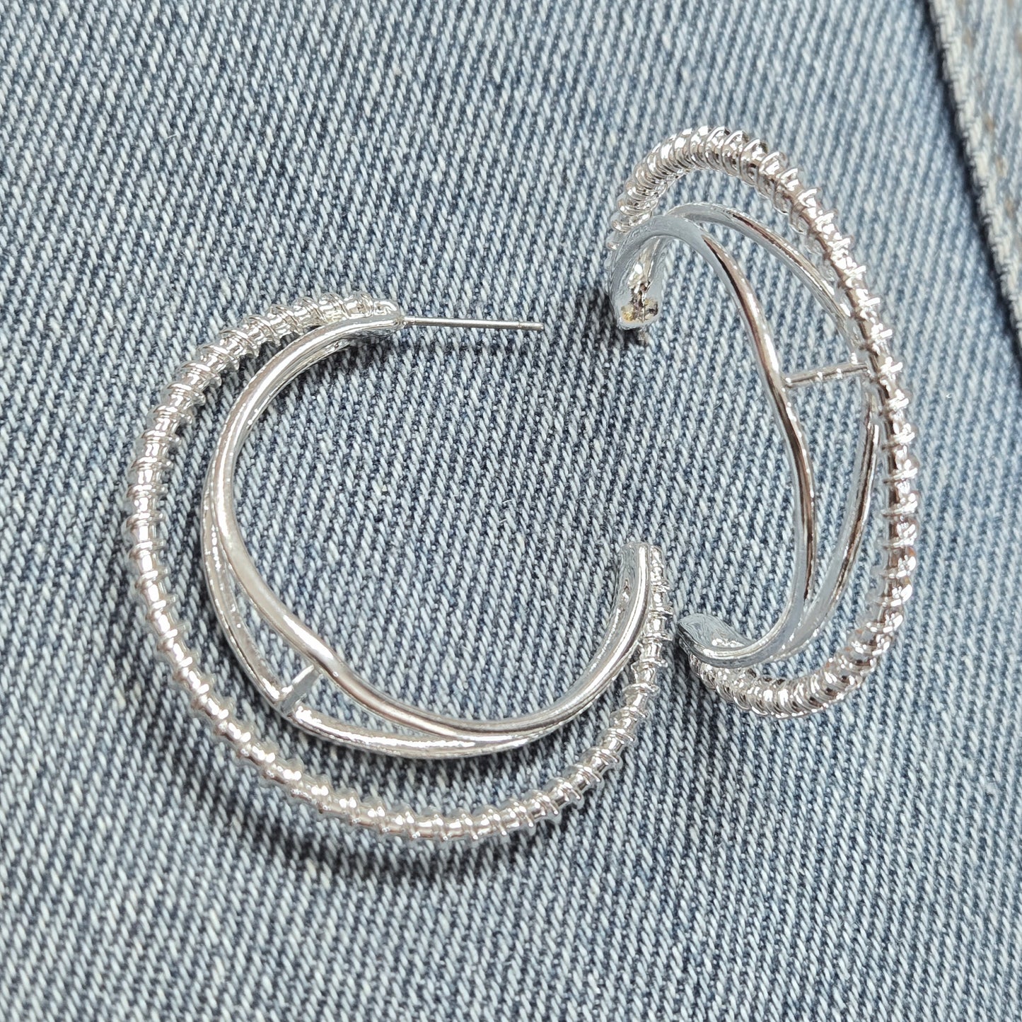 E1373 IE4325 Circle Drop Post Hoop Earrings