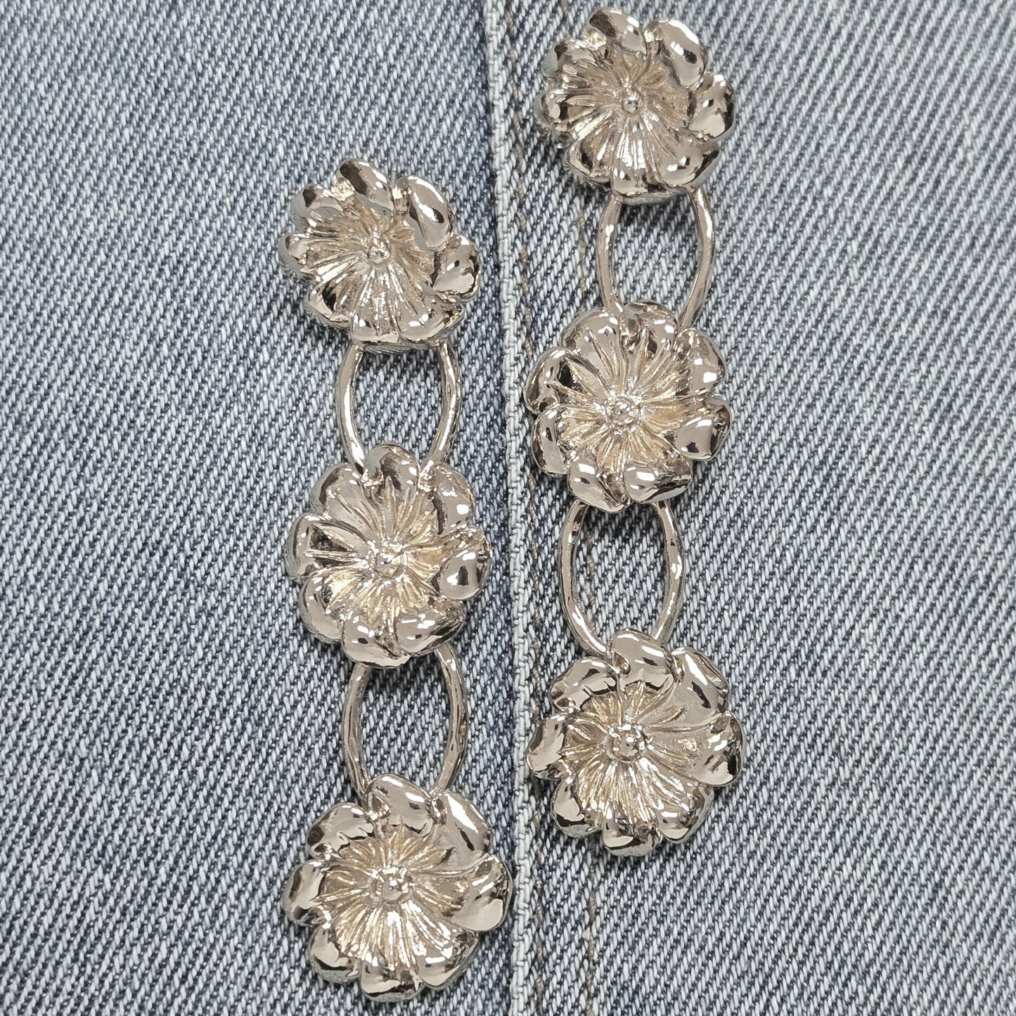 E1143 IE7686 Triple Flower Designs Linked Drop Dangle Earrings
