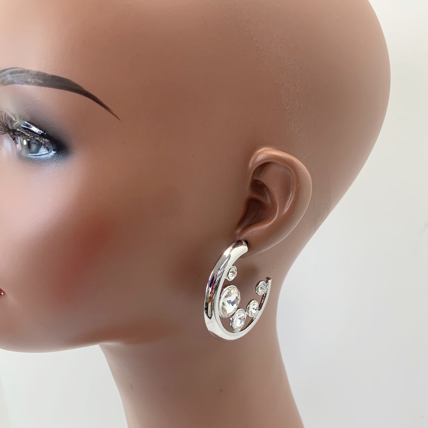 Jeweled Open Hoop Earrings | E0212