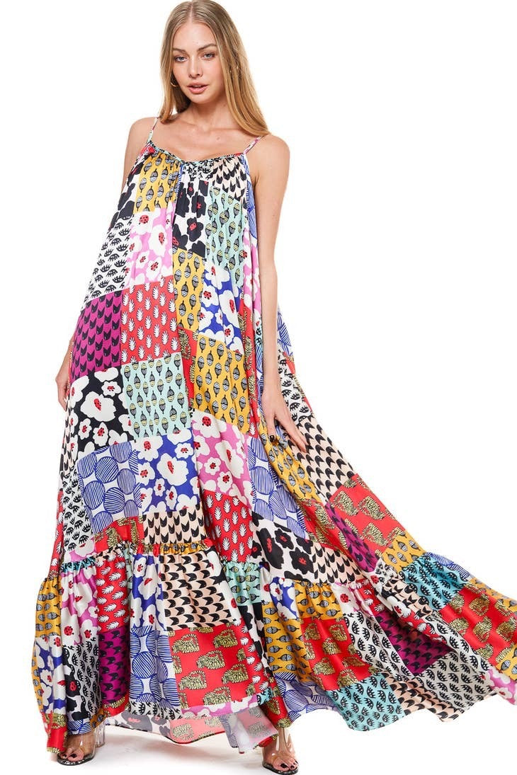 Multi-Color Print Allover Summer Dress