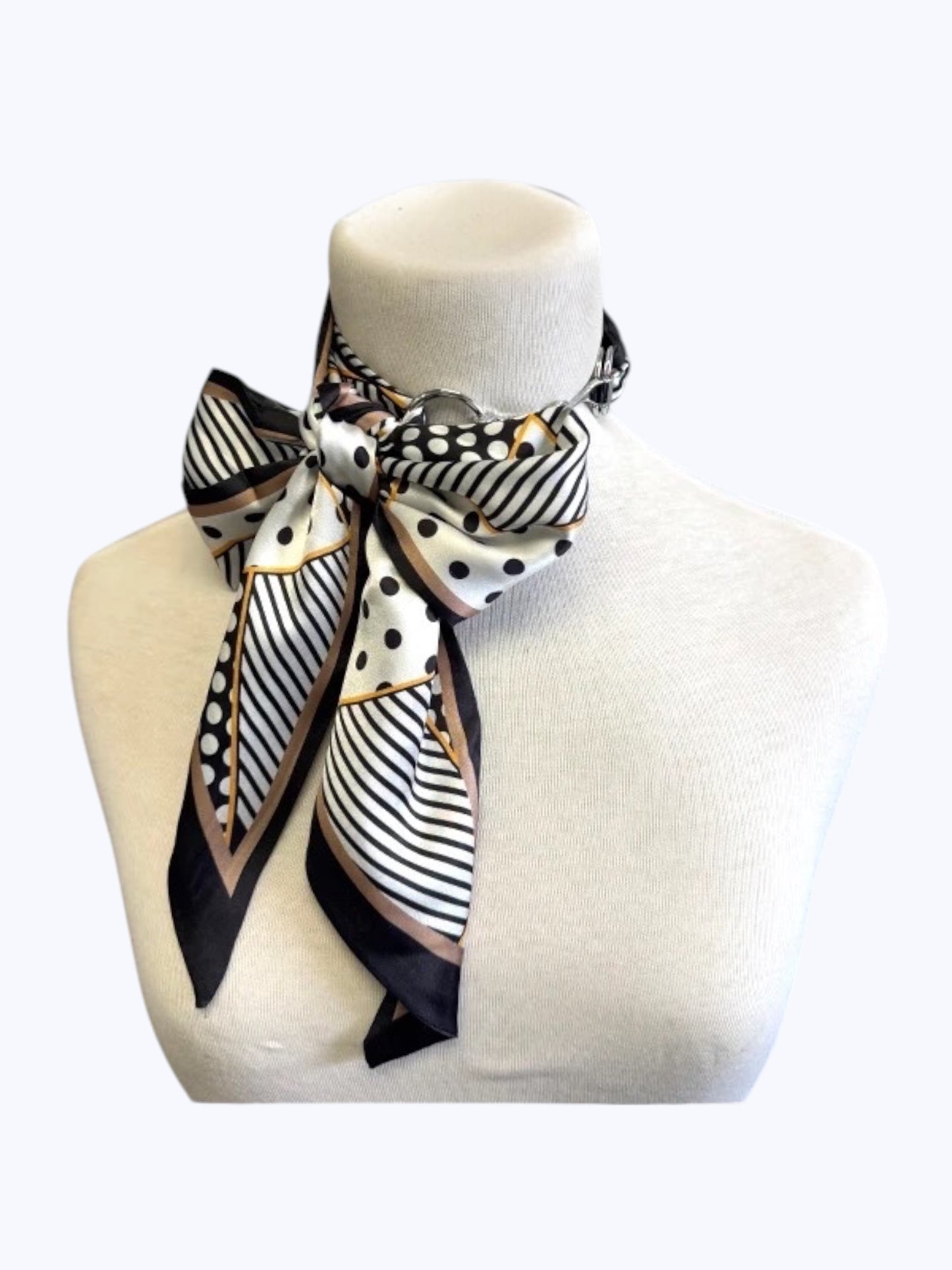 Geometric Print Bow Scarf Necklace | SN0006