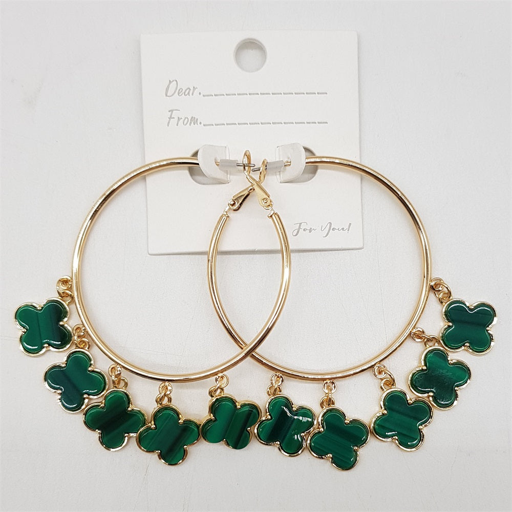Clover Charm Hoop Earrings | E0608