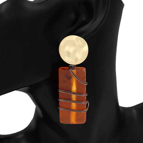 E2504 | Rectangle Wire Wrapped Earrings | KE1095