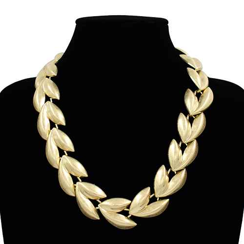 Textured Leaf Link Necklace | N5398
