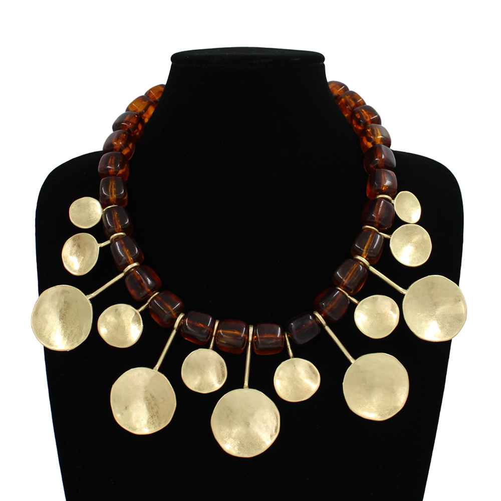 Beaded Disc Statement Necklace | N5411