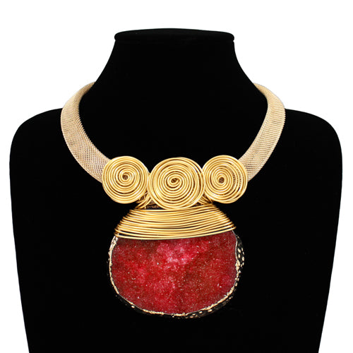 Druzy Pendant Statement Necklace | N5277