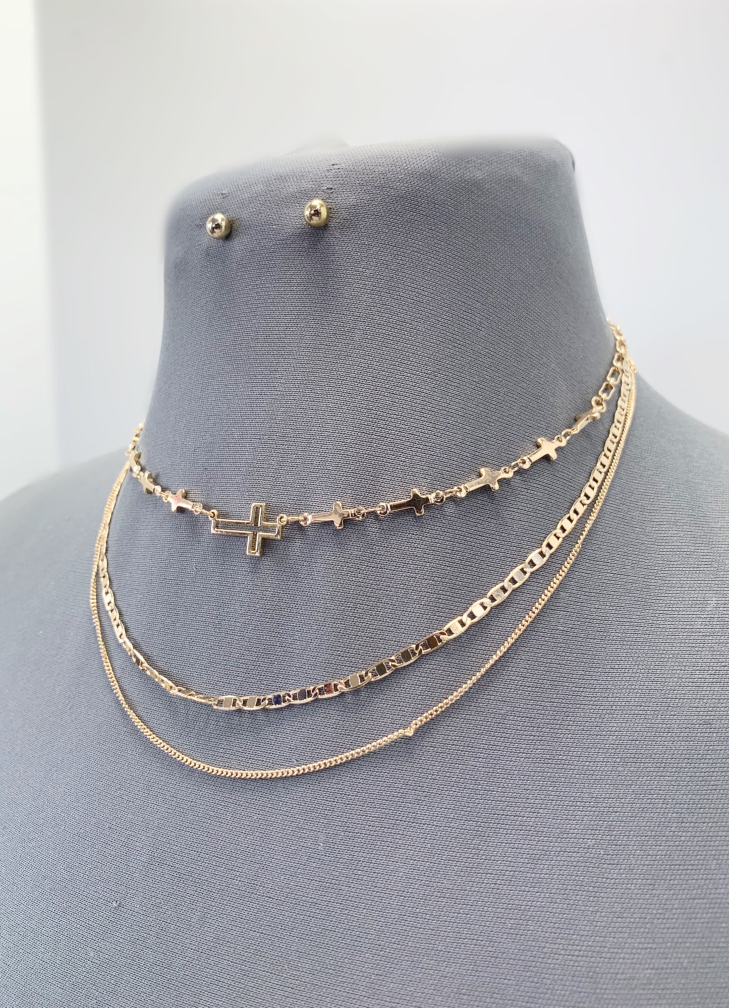 Multi-Layered Cross Necklace Set | N0108