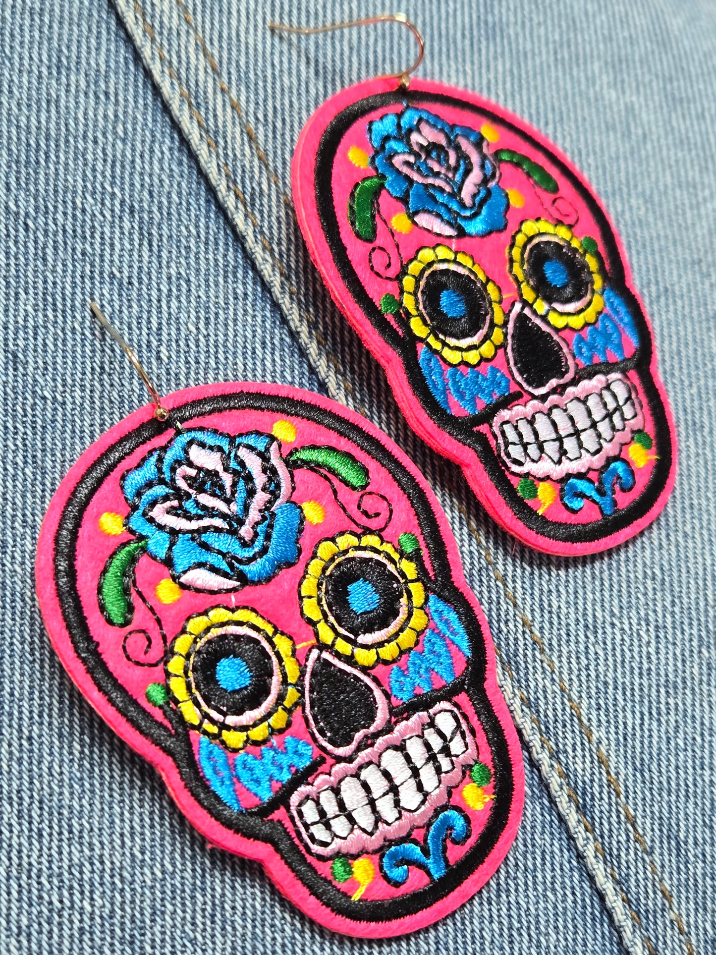 E1305 ME10866 Sugar Skull Drop Dangle Earrings