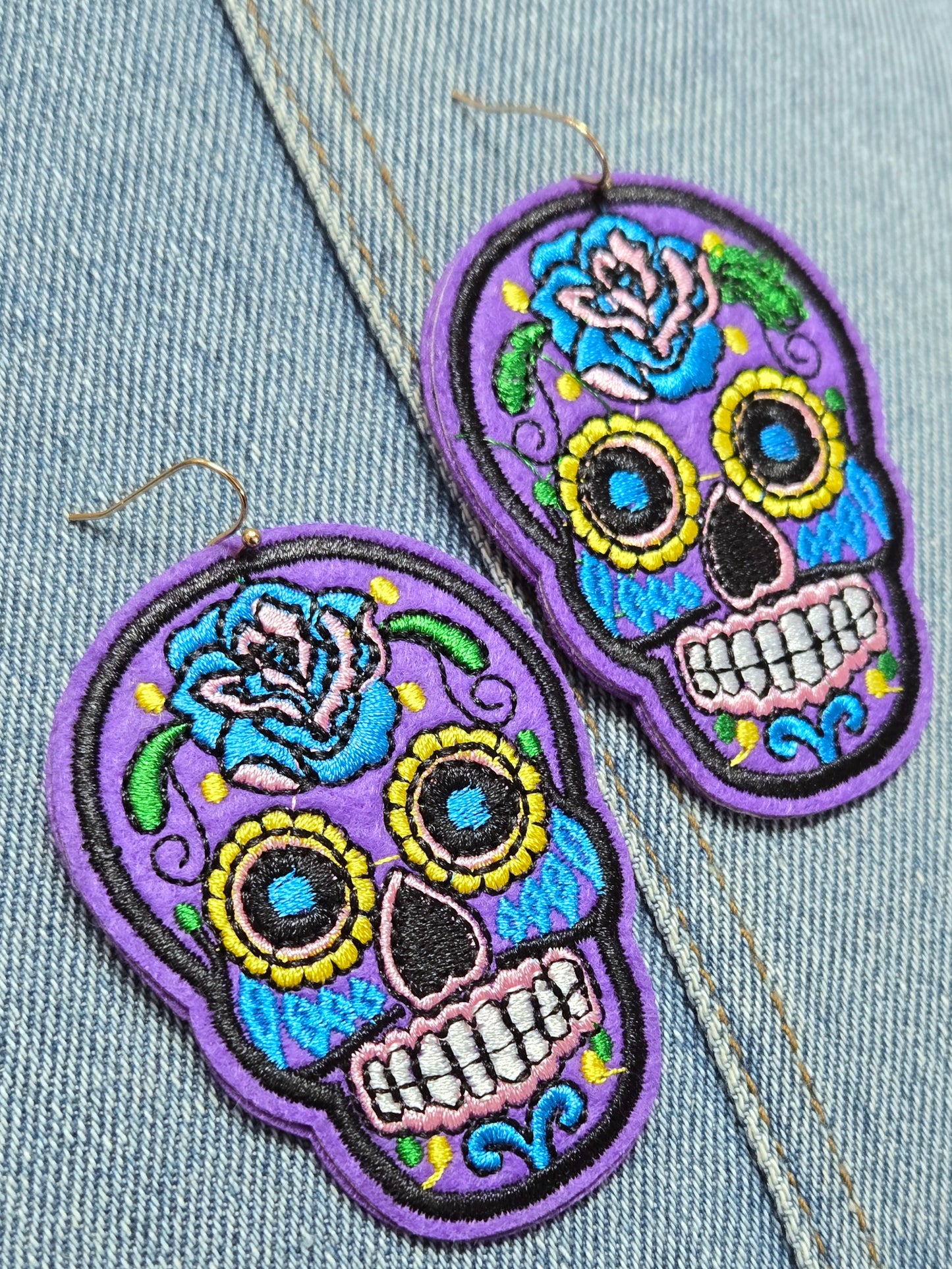 E1305 ME10866 Sugar Skull Drop Dangle Earrings