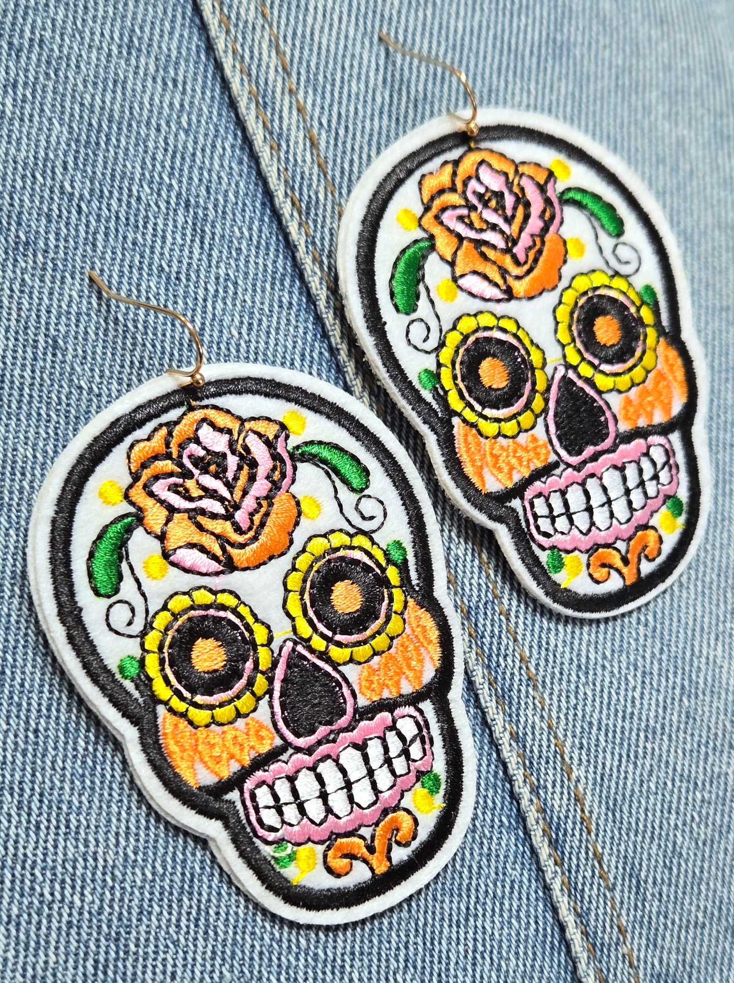 E1305 ME10866 Sugar Skull Drop Dangle Earrings