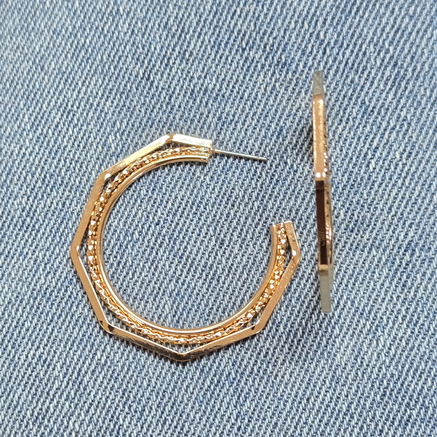 E1340 ME91258 Drop Post Hoop Earrings