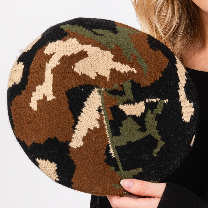 Camo Knit Beret | HT0002