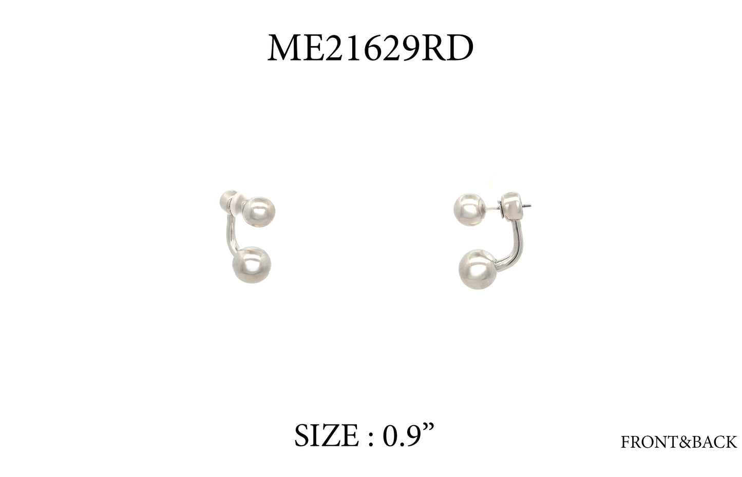 Silver earrings on a white background with size label '0.9"'.