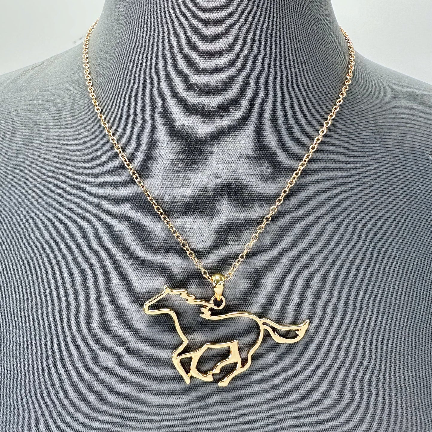 N0404 AN2896 Animal Horse Mustang Shape Pendant Multi Chain Necklace