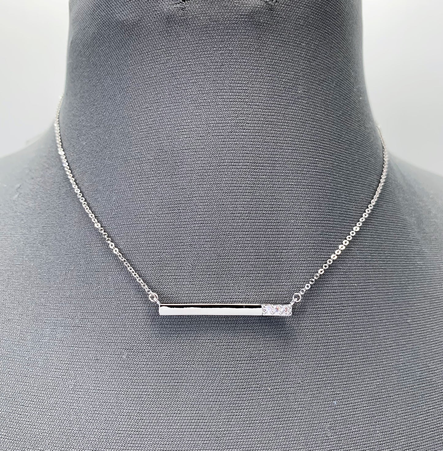 Dainty CZ Bar Necklace | N0102