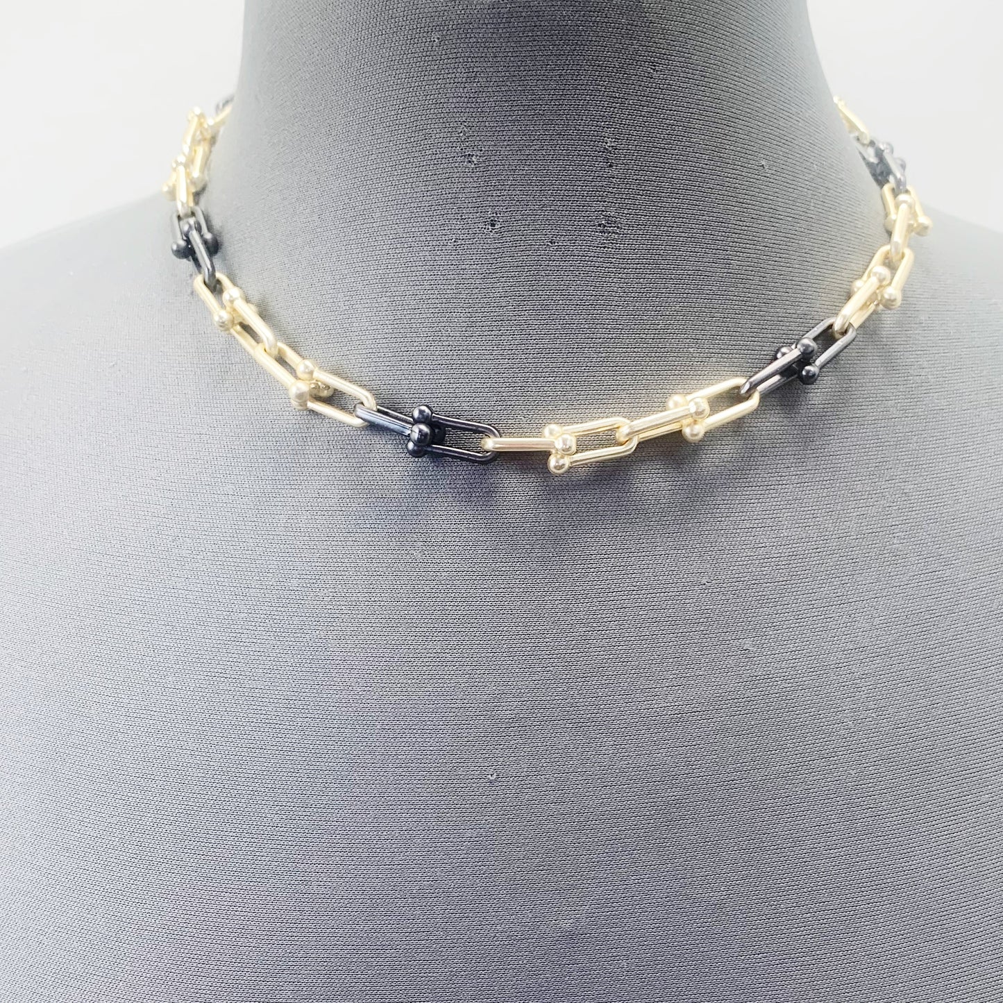 Two-Tone Paperclip Chain Necklace | N0243