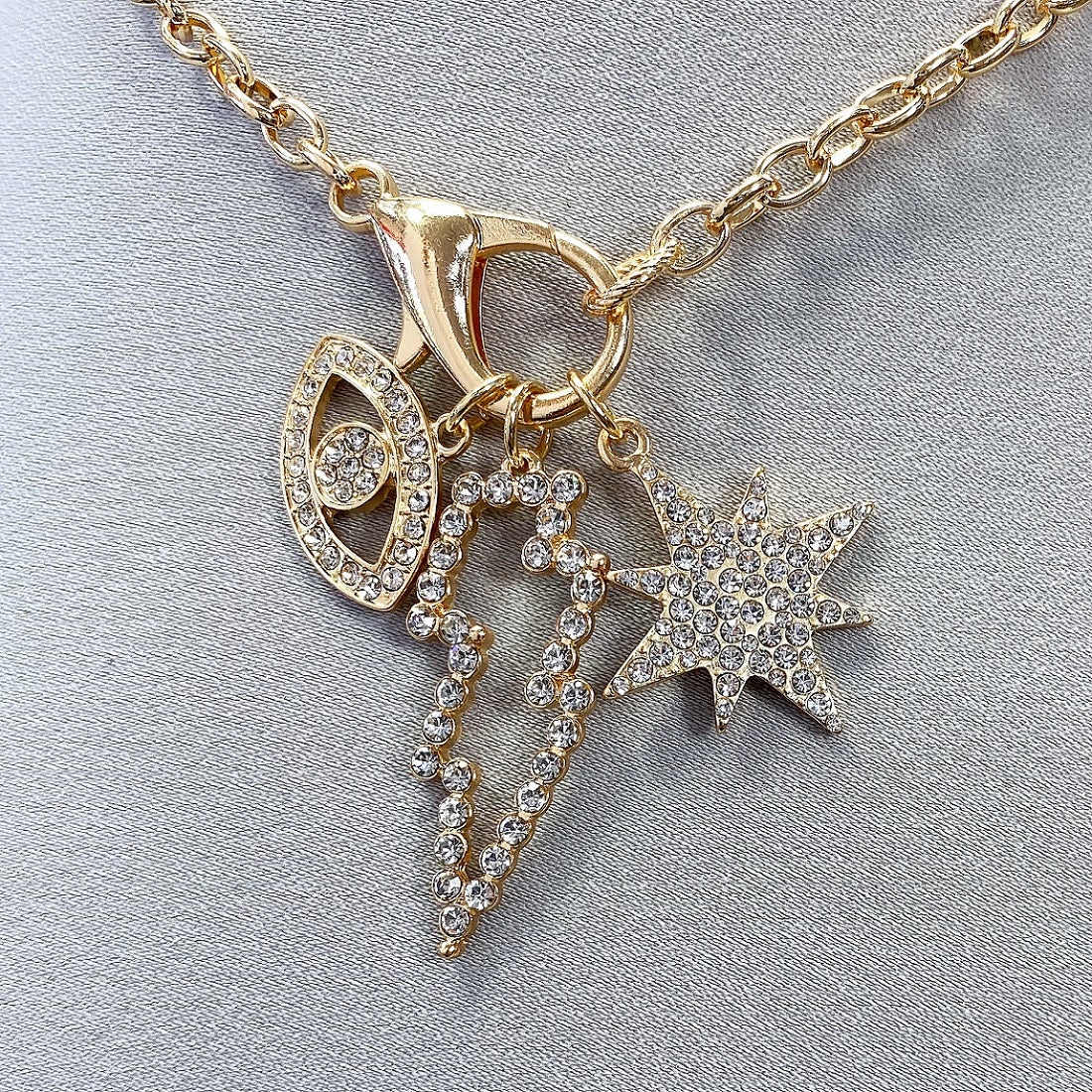 N0485 JCNE2685 Multi Charms Pendant Chain Necklace