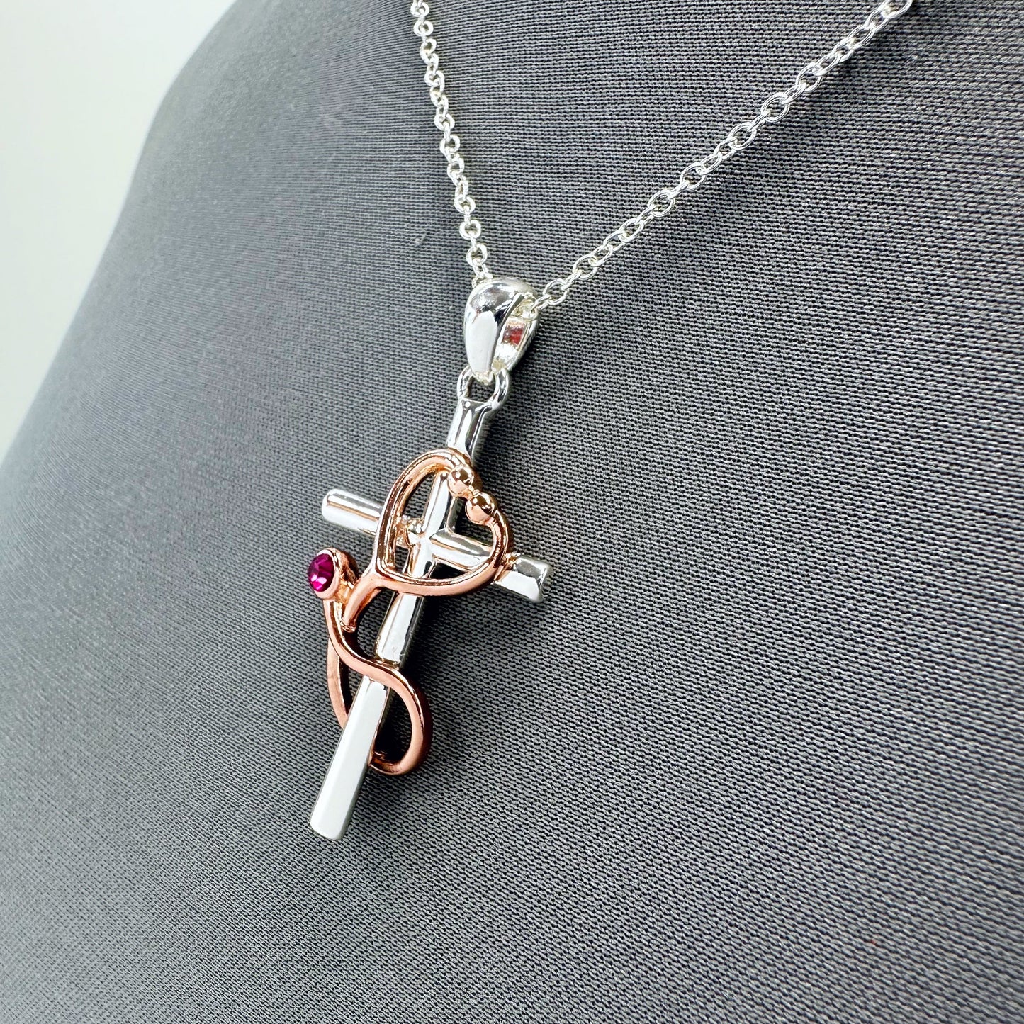 N0470 | Heart Wrapped Cross Necklace | AN3416
