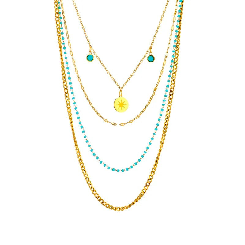 Layered Turquoise Charm Necklace | N0008