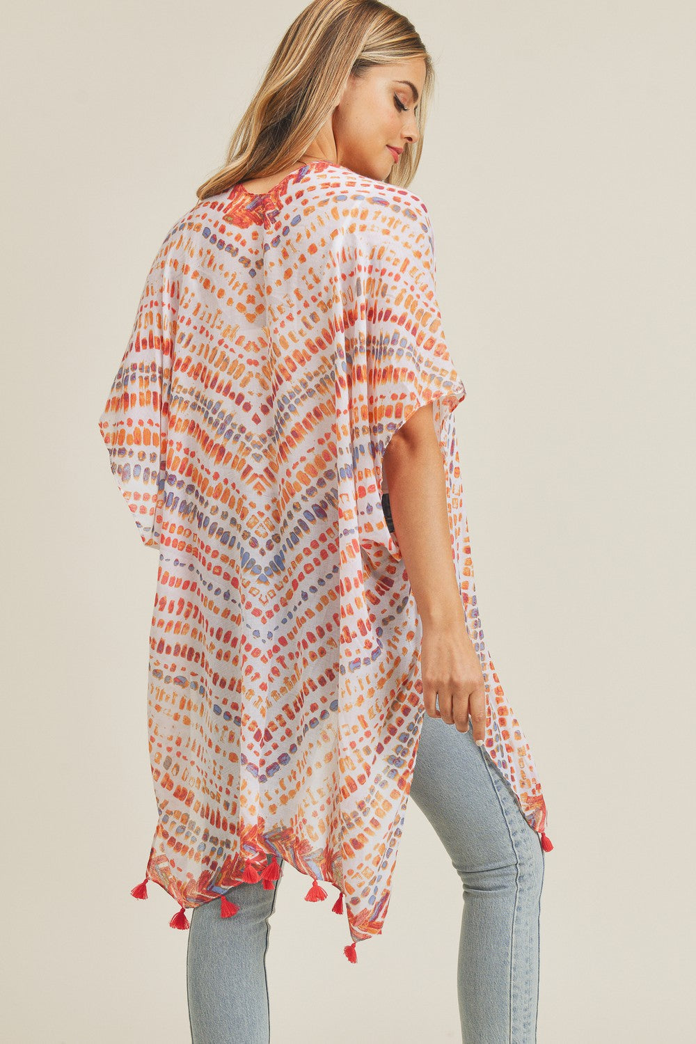 Printed Tassel Hem Kimono | PS24