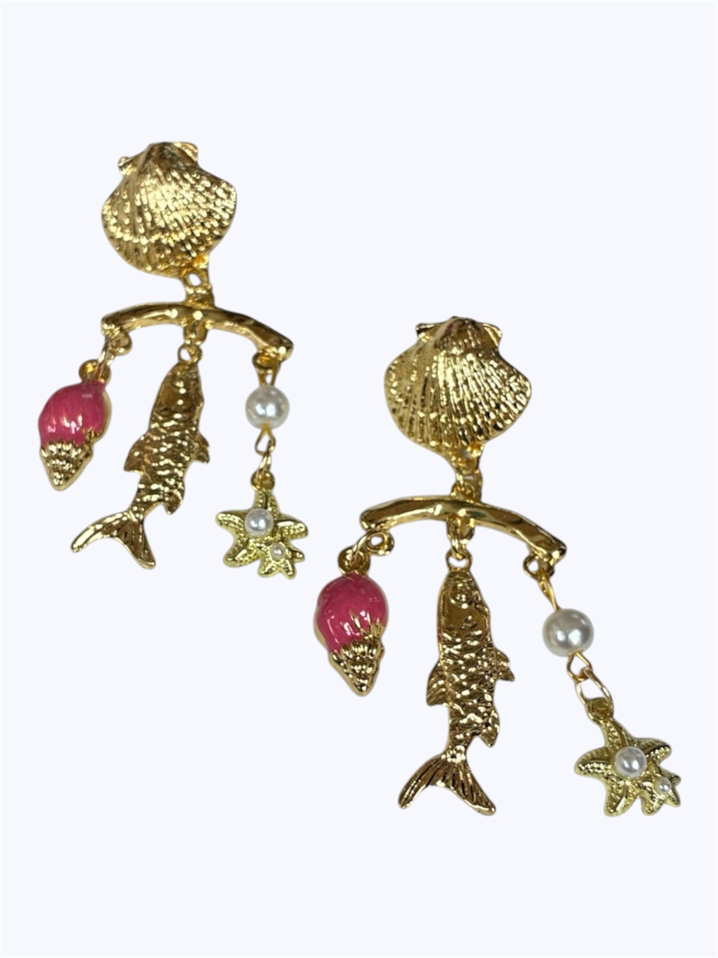 E2234| Seashell Charm Statement Earrings | ER2615