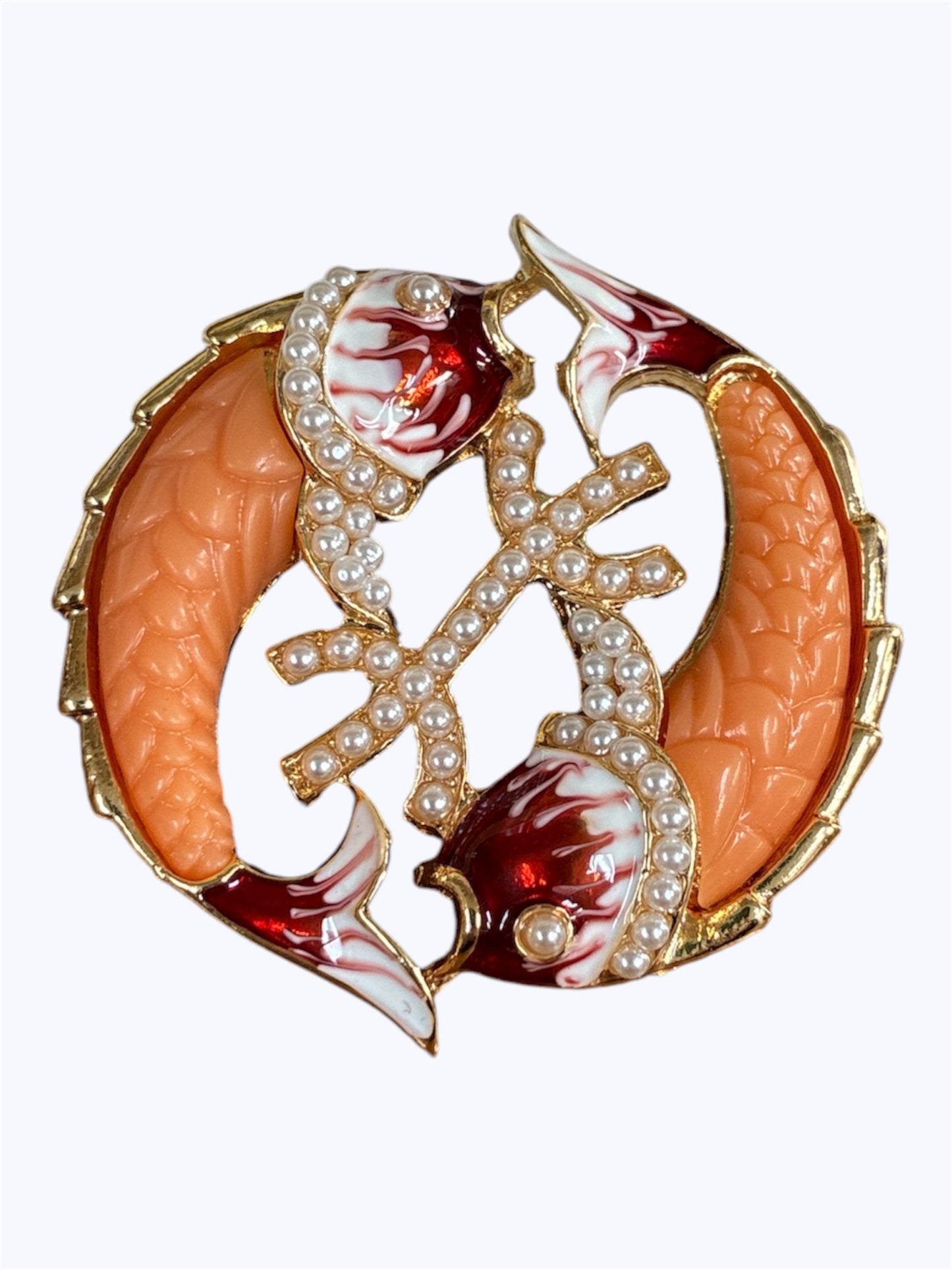 BR0378 | Symbolic Fish Statement Brooch | D9-5-7675